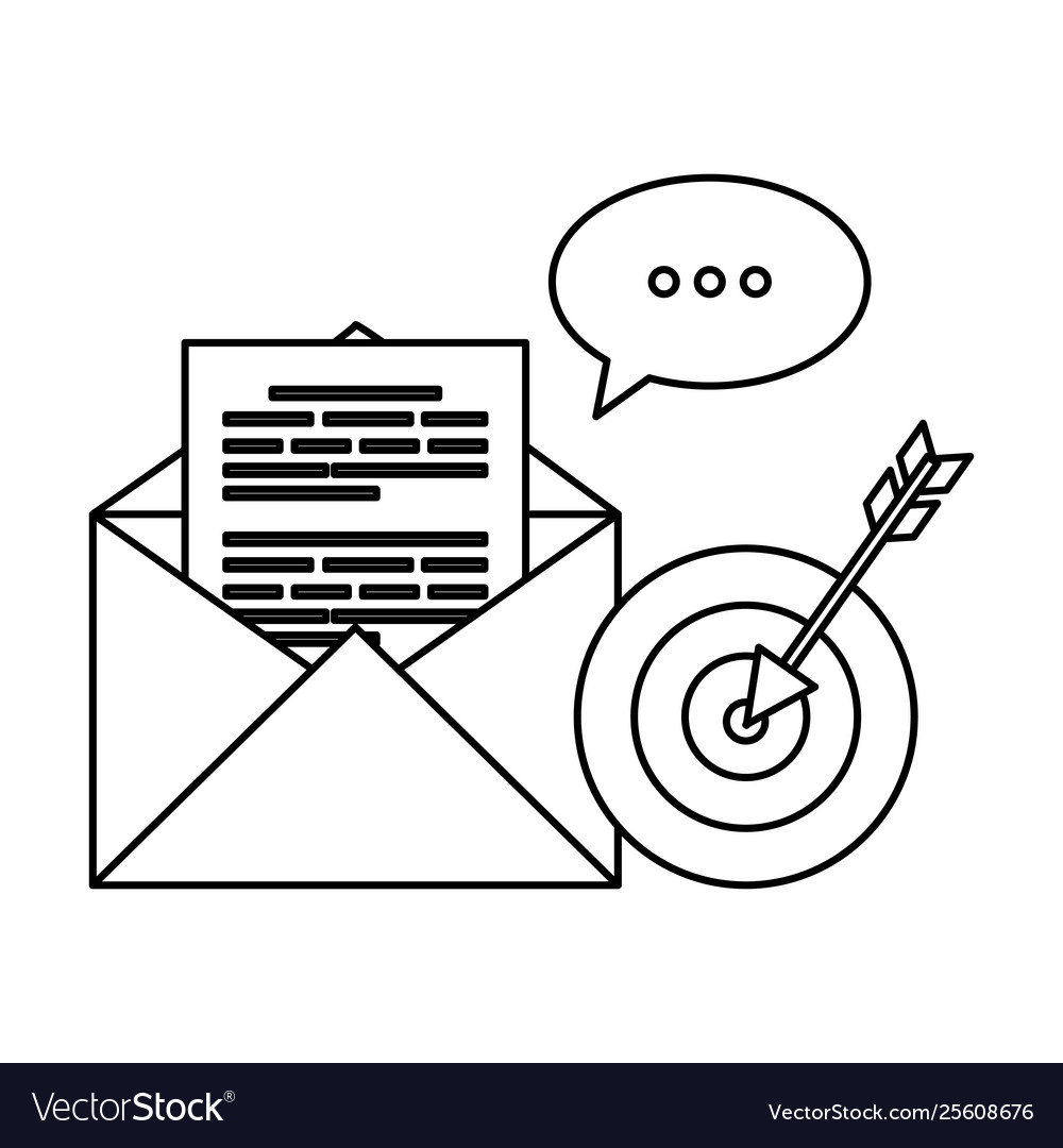 Envelope mail with speech bubble and target vector image Envelope mail with speech bubble and target