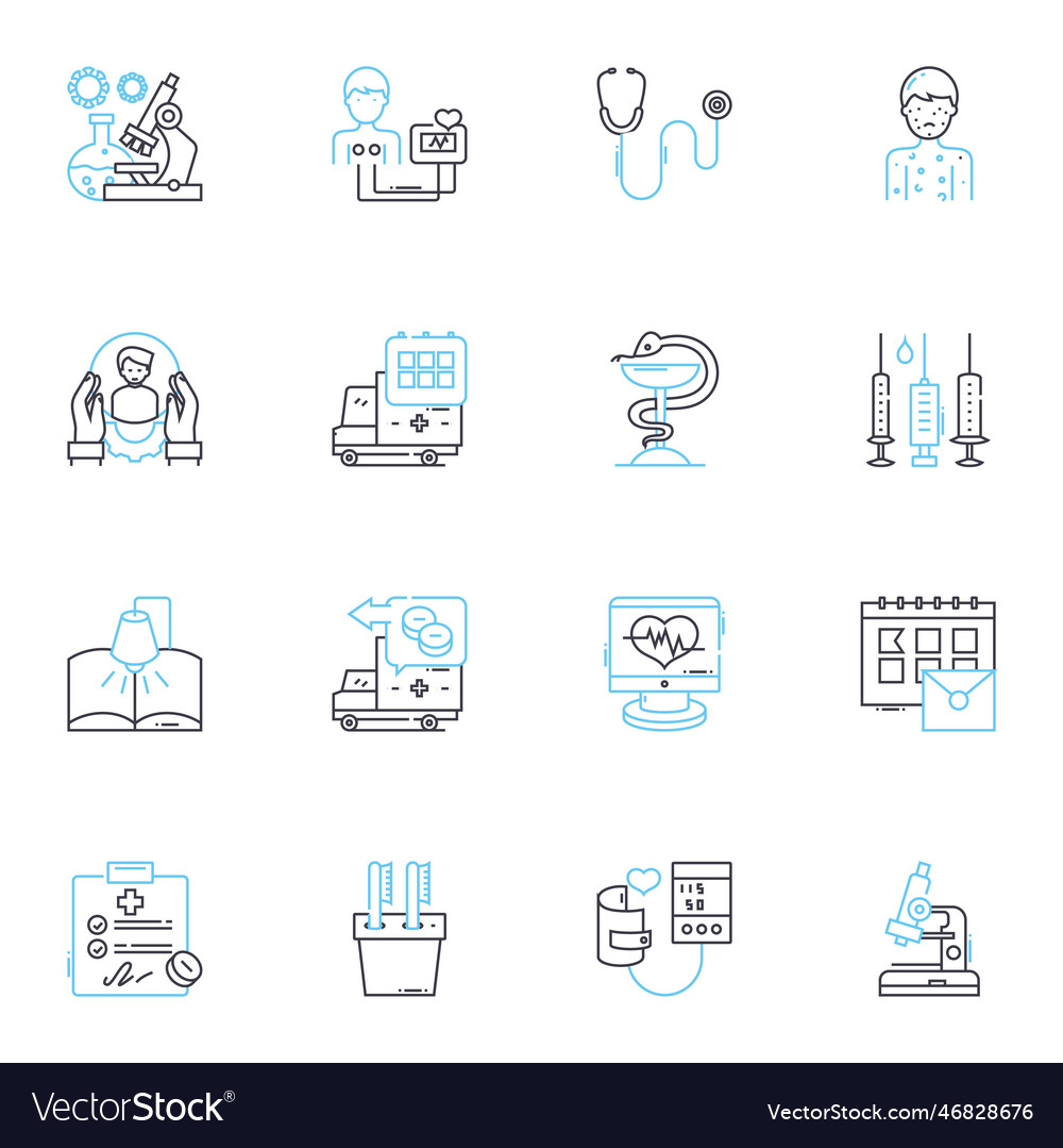 Epidemiology analysis linear icons set outbreak