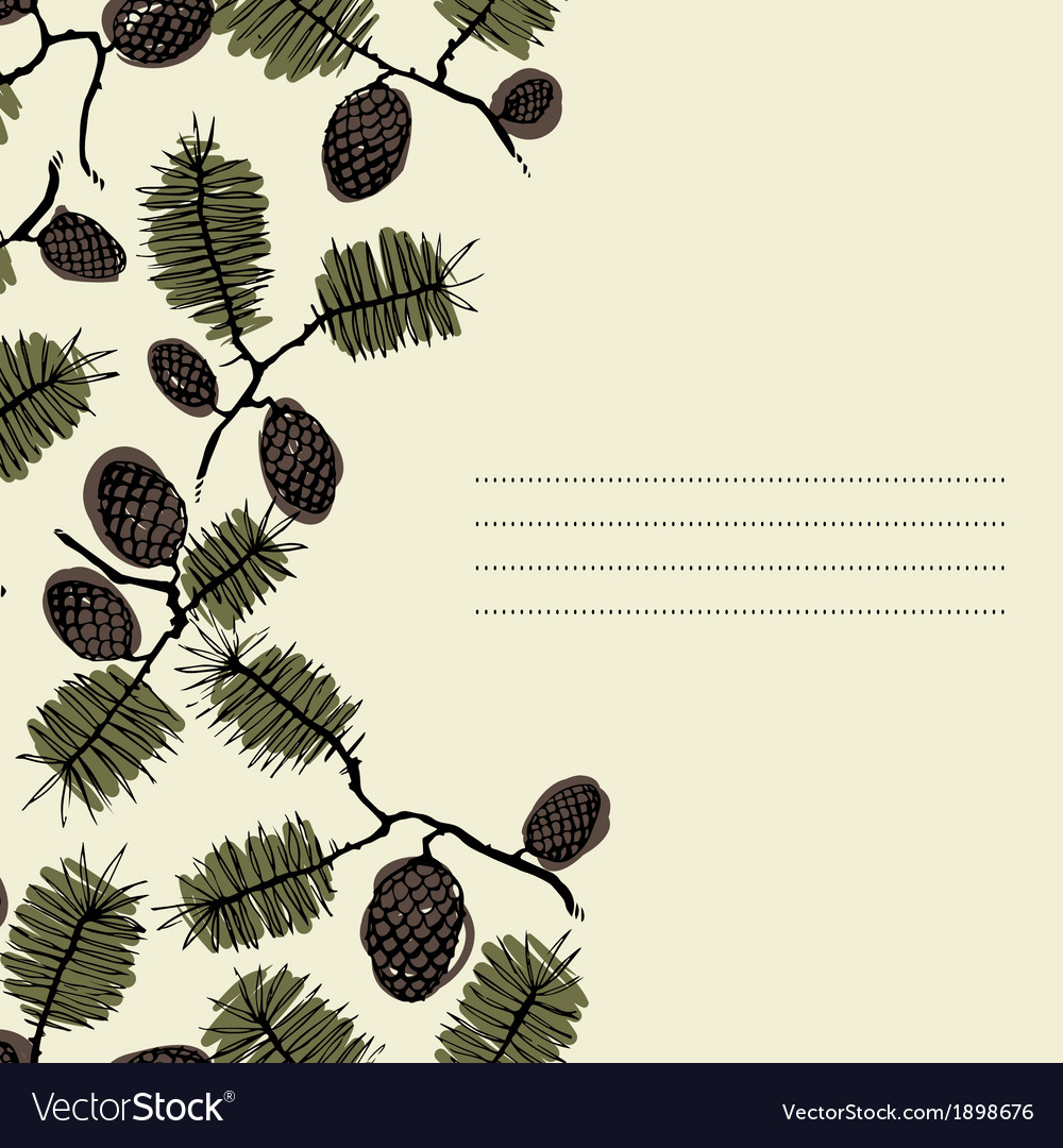 Frame for text with fir cone and twig