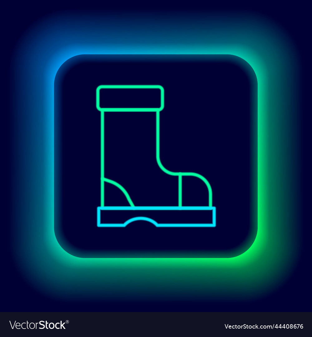 Glowing neon line waterproof rubber boot icon