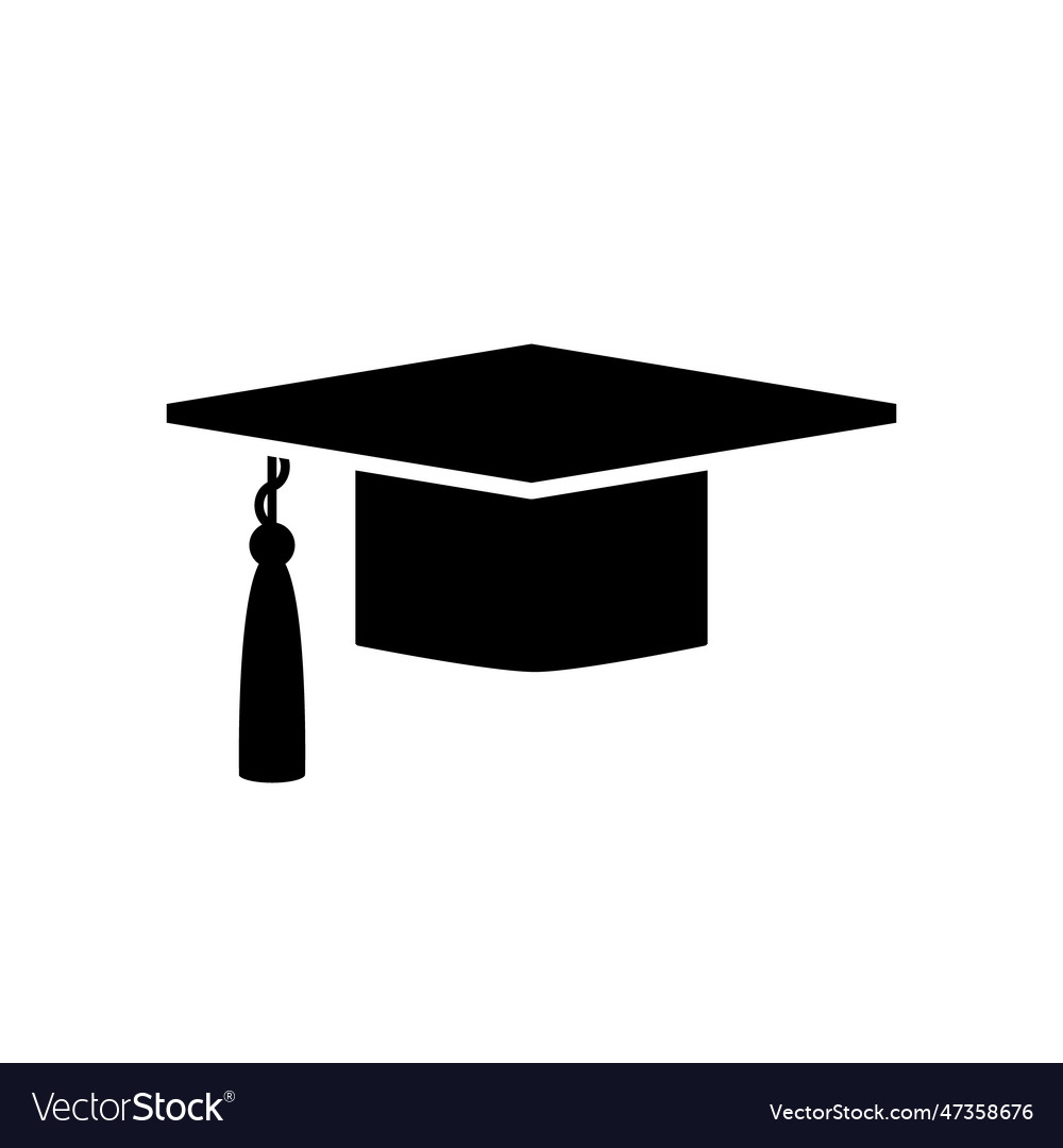 Graduation cap with a black tassel Royalty Free Vector Image