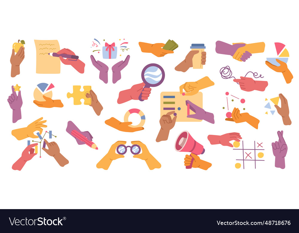 Hand process of searching statistics data Vector Image