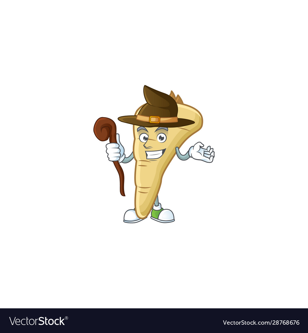 Happy face witch parsnip cartoon character style