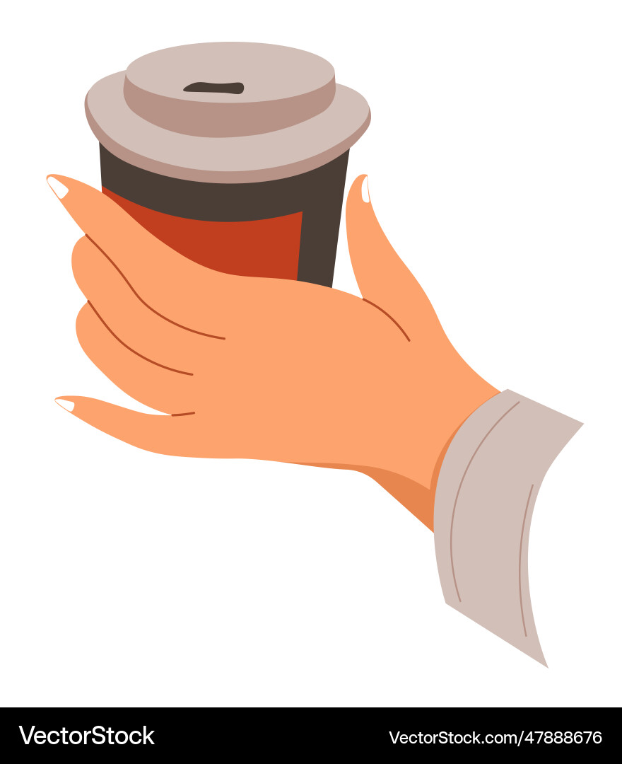 Holding plastic or paper cup with poured coffee Vector Image