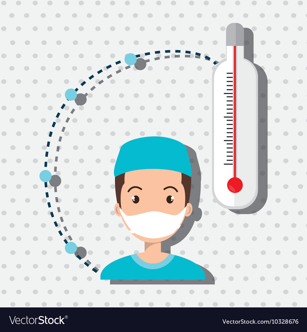 Man medical staff thermometer