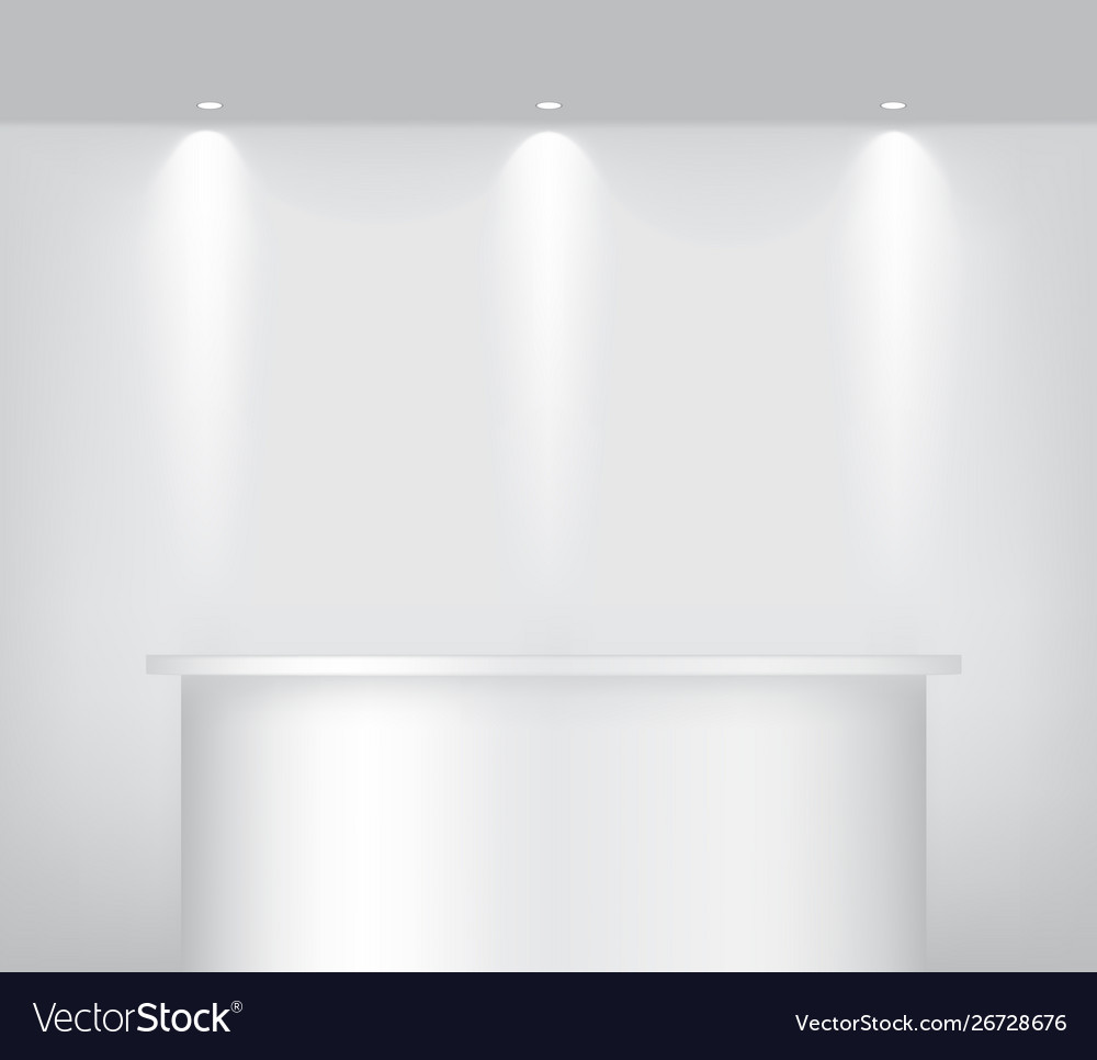 Mock up realistic empty shelf to table podium