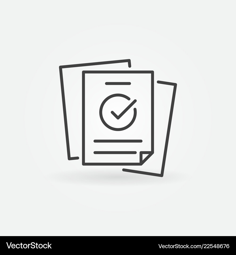 Papers with checkmark linear concept icon Vector Image