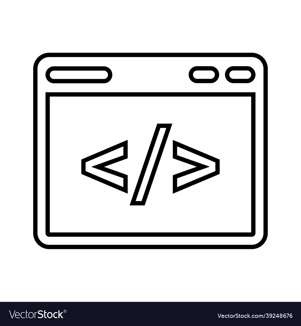 Programming code outline icon line art