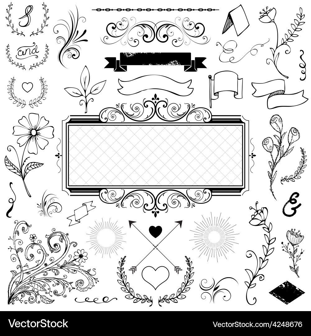 Set calligraphic elements for design Royalty Free Vector
