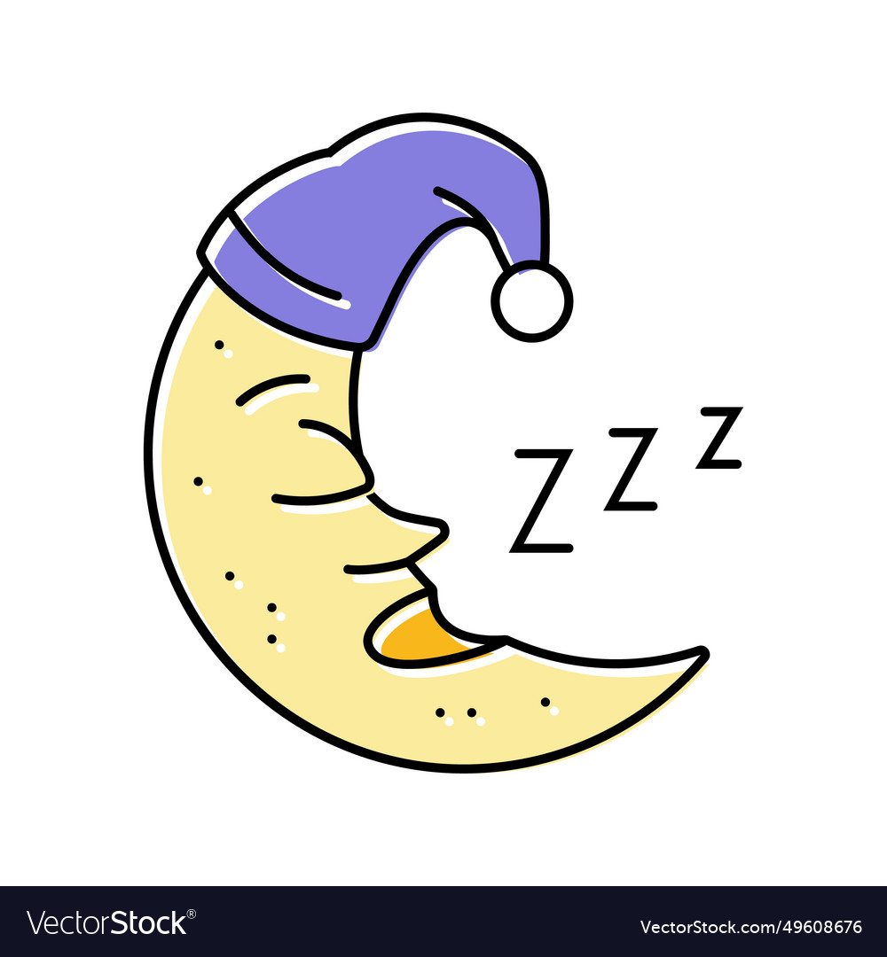 Sleeping moon sleep night color icon