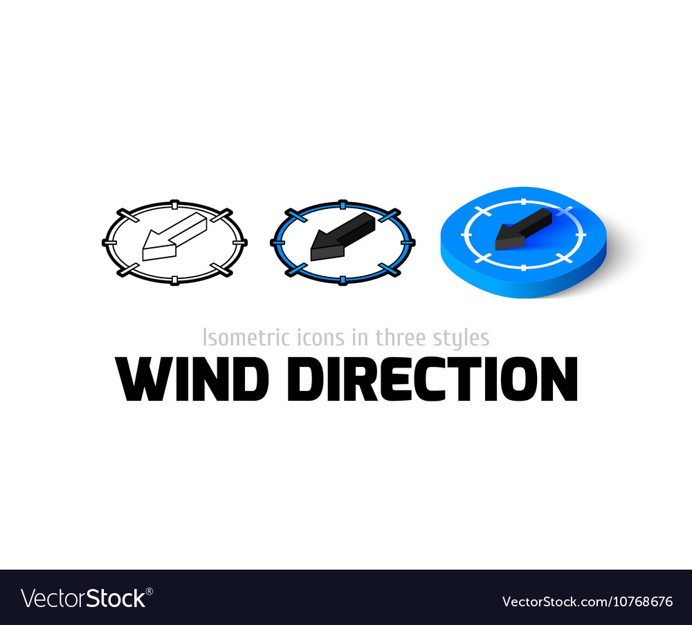 Wind direction icon in different style Royalty Free Vector