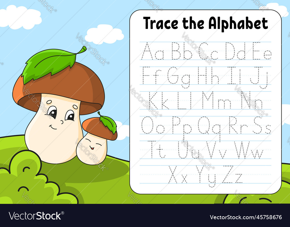 Writing letters tracing page practice sheet vector image Writing letters tracing page practice sheet