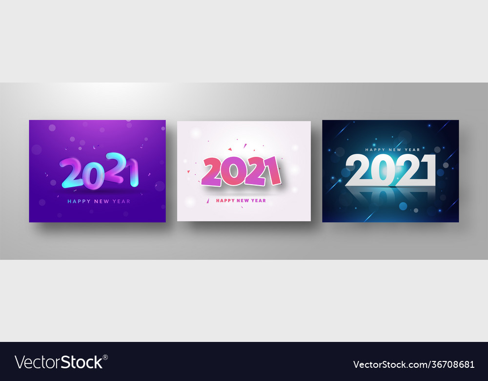 2021 happy new year text on background in three