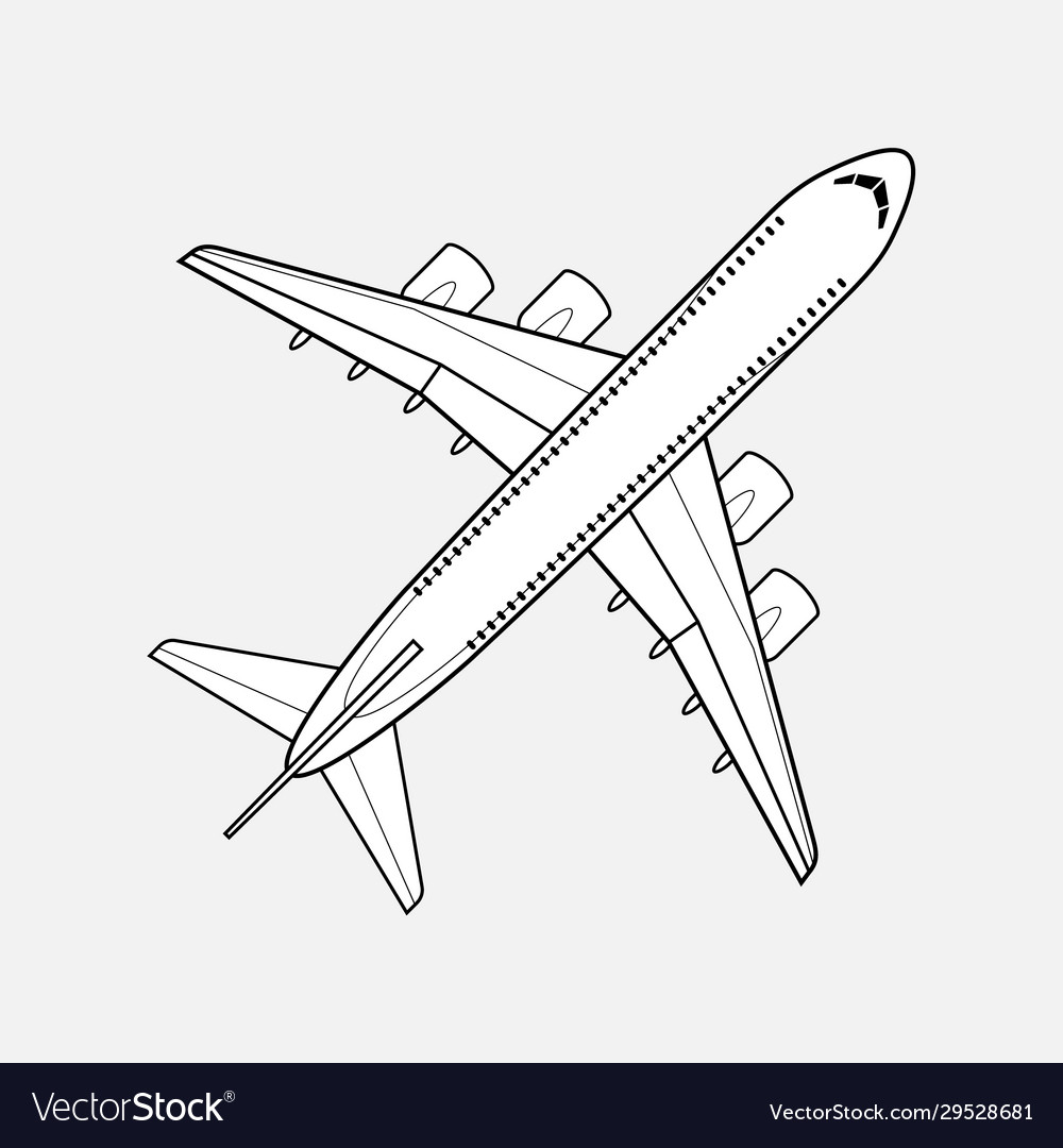 Airplane simple icon line style isolated on white