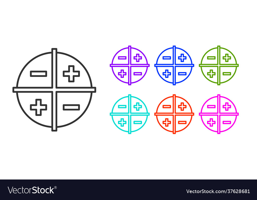 Black line xyz coordinate system icon isolated