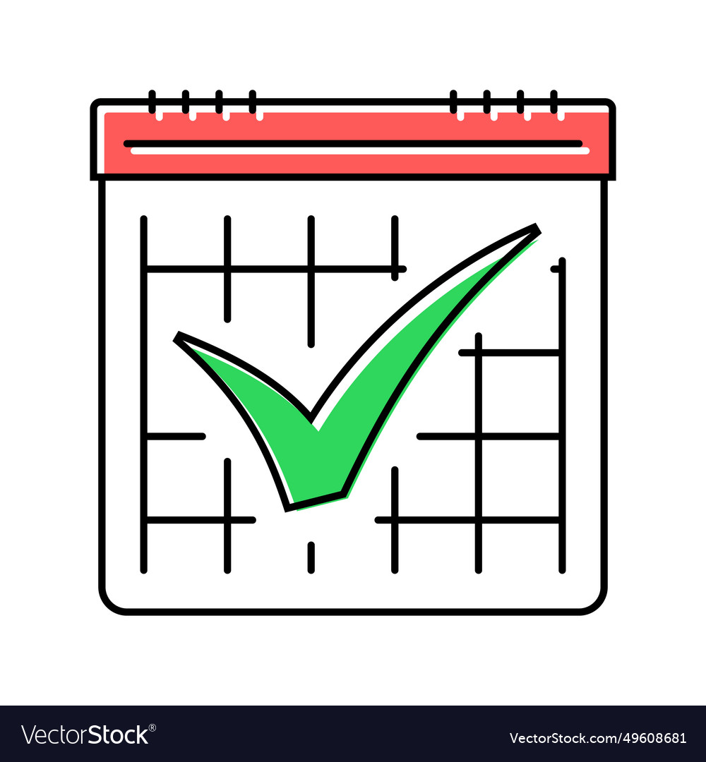 Calendar check mark color icon Royalty Free Vector Image