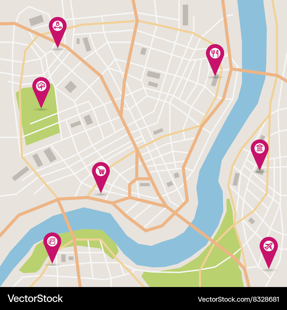 City map Royalty Free Vector Image - VectorStock