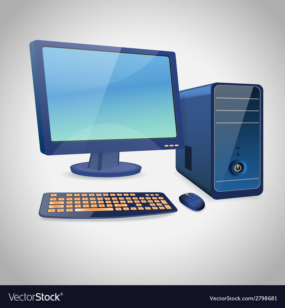 Computer and peripheral blue Royalty Free Vector Image