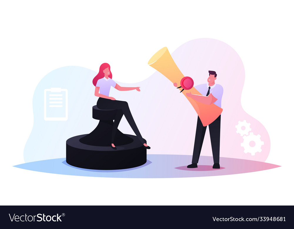 Contract conclusion tiny business characters vector image Contract conclusion tiny business characters