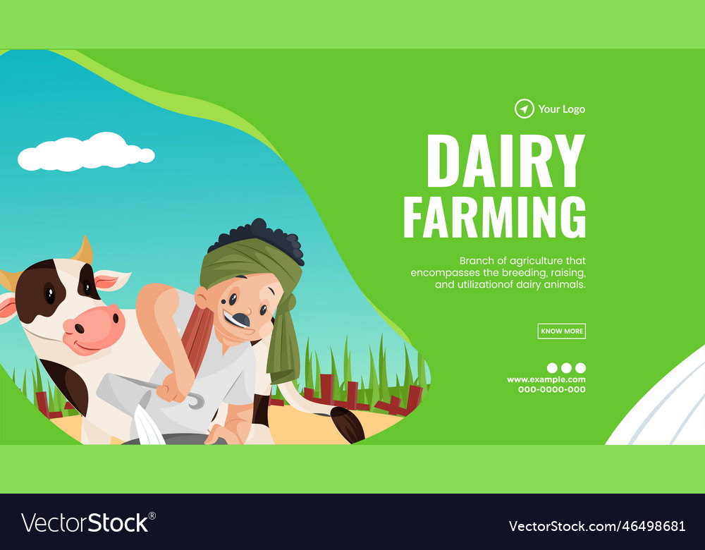 Dairy Farming Landscape Banner Design Royalty Free Vector