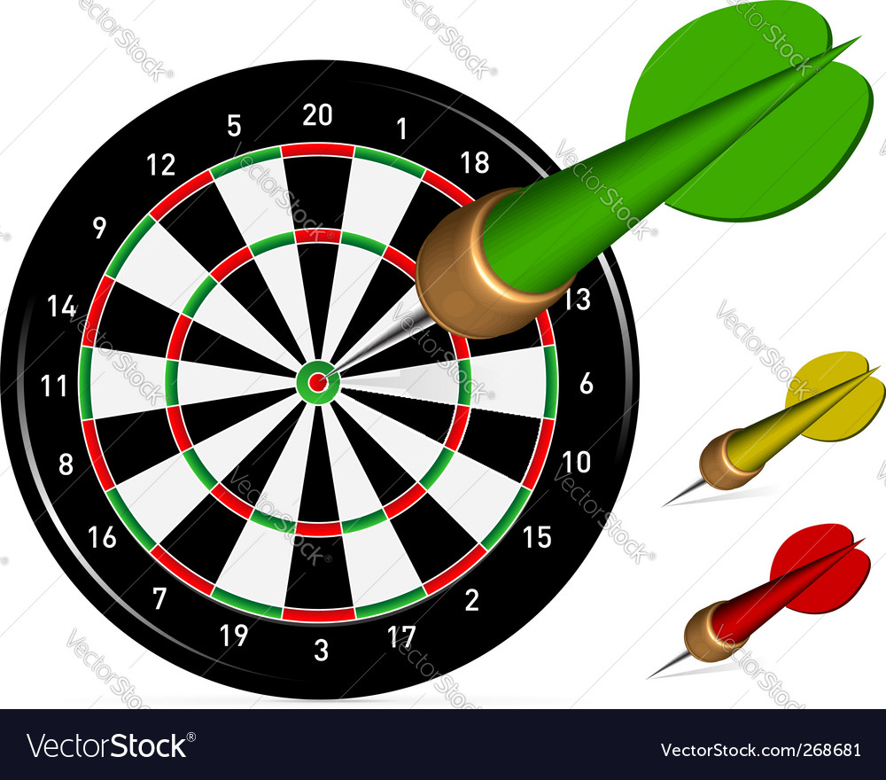 Dartboard with darts Royalty Free Vector Image