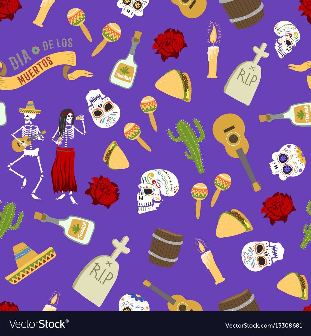 Dia de los muertos day of the dead seamless