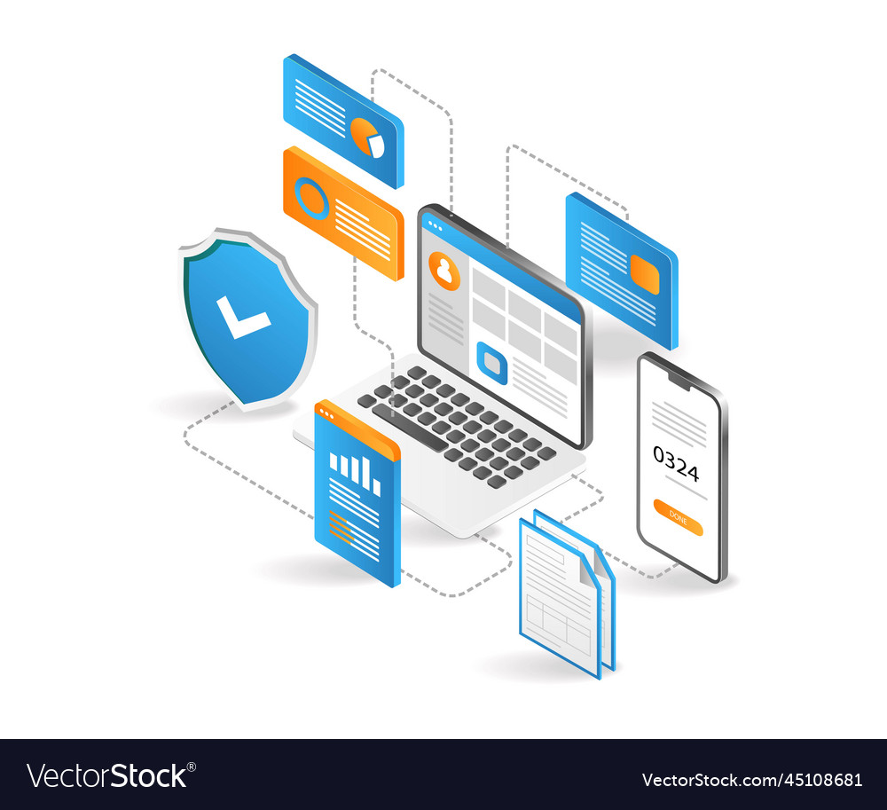 Flat isometric 3d maximize web application vector image Flat isometric 3d maximize web application