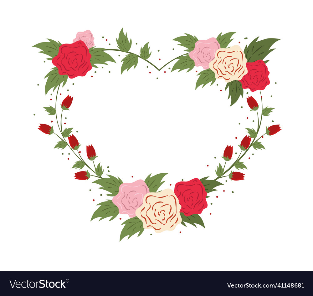 Flowers frame heart Royalty Free Vector Image - VectorStock