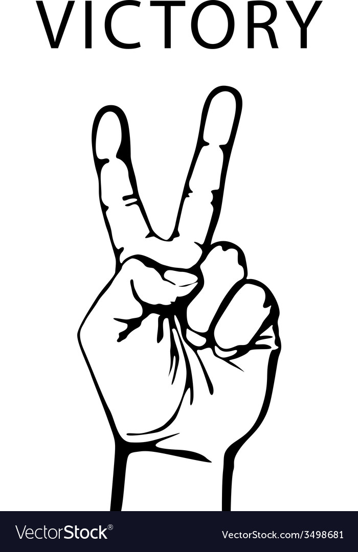 Hand with victory sign Royalty Free Vector Image