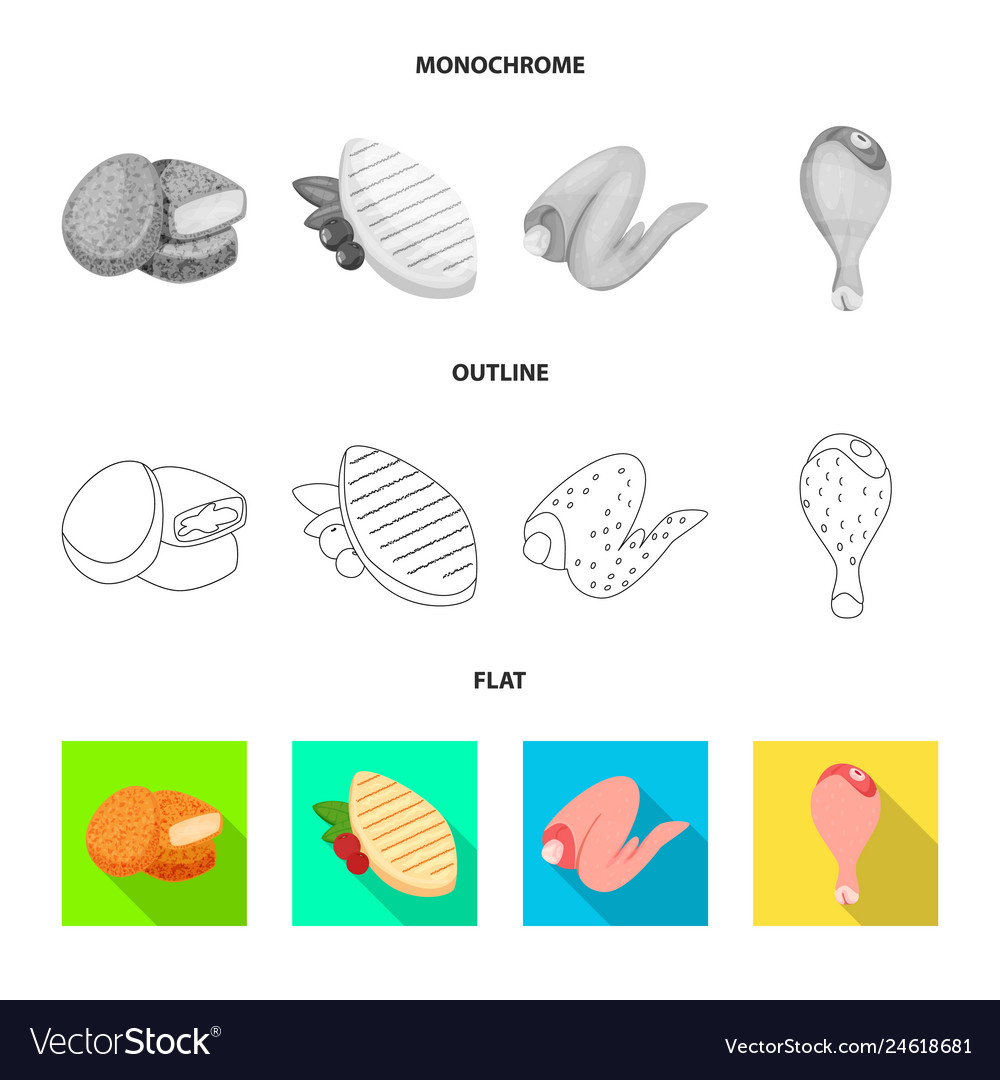 Isolated object of product and poultry symbol set