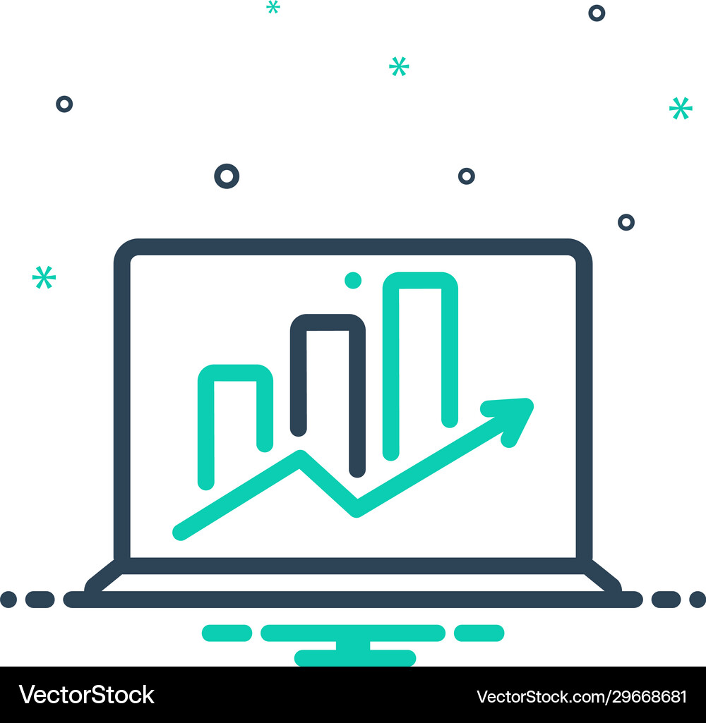 Laptop with analysis Royalty Free Vector Image