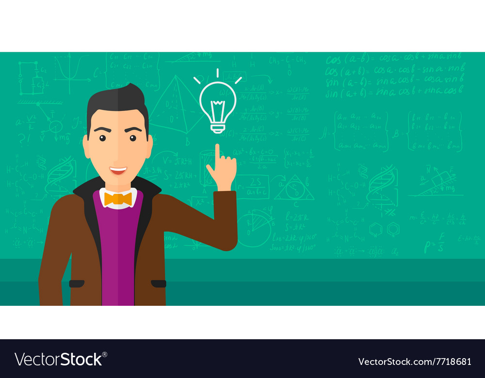 Man pointing at light bulb