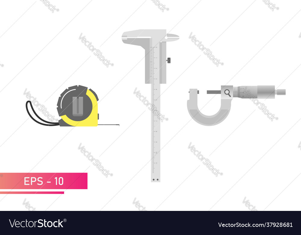 Measuring instruments tape measure caliper vector image Measuring instruments tape measure caliper