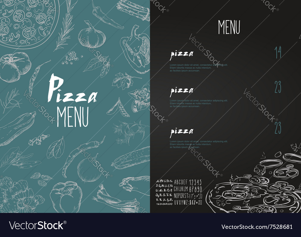 Pizza menu the names of dishes