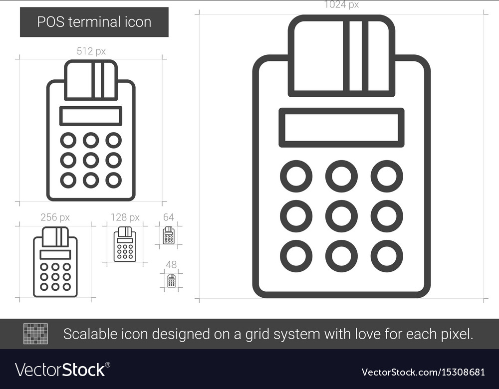 Pos Terminal Line Icon Royalty Free Vector Image