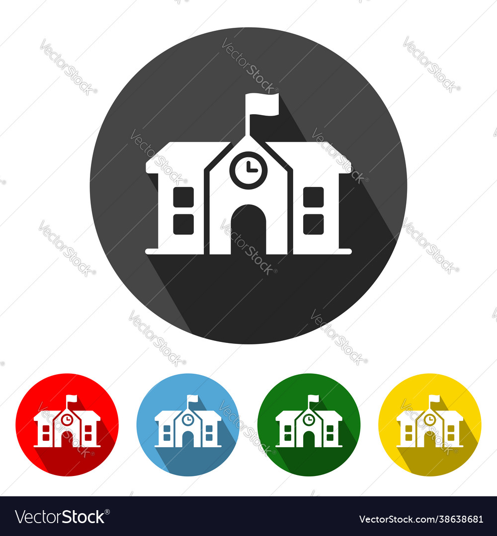 School Flat Icon with Long Shadow