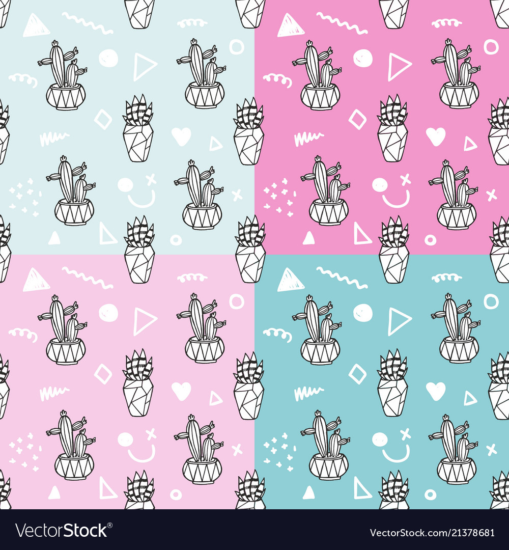 Seamless pattern with cactus