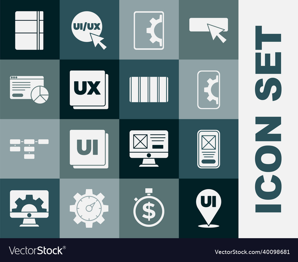 Set ui or ux design web development website vector image Set ui or ux design web development website