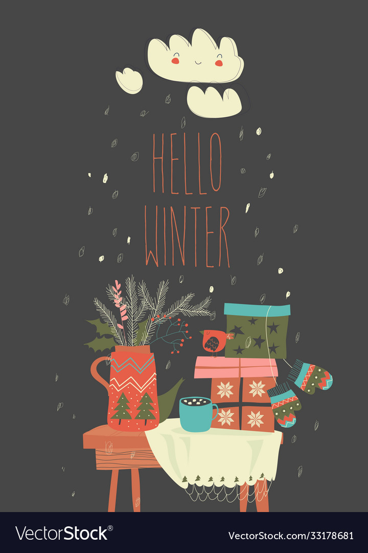Still life with gifts and christmas elements Vector Image