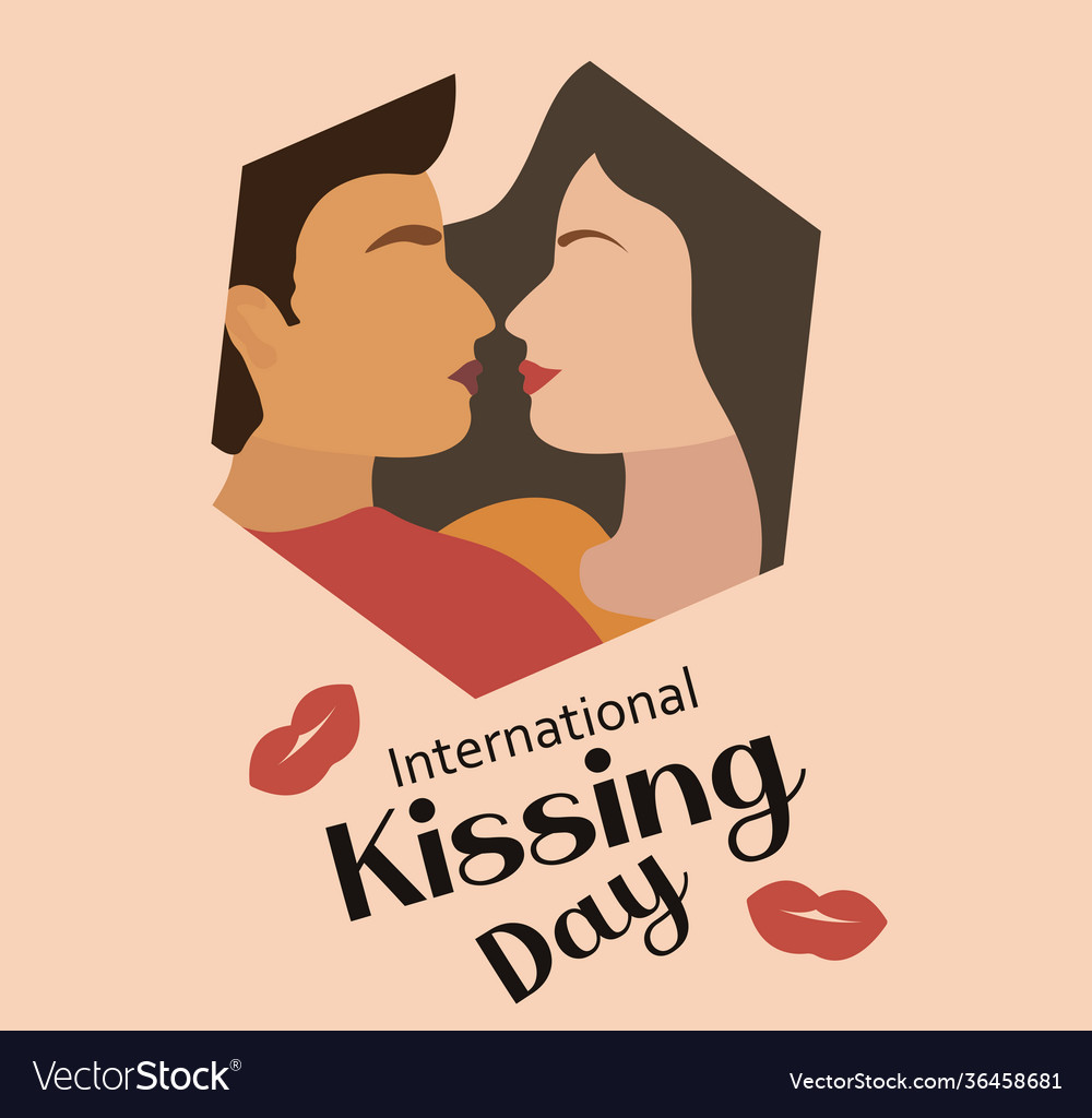 World kiss day postcard international kissing Vector Image