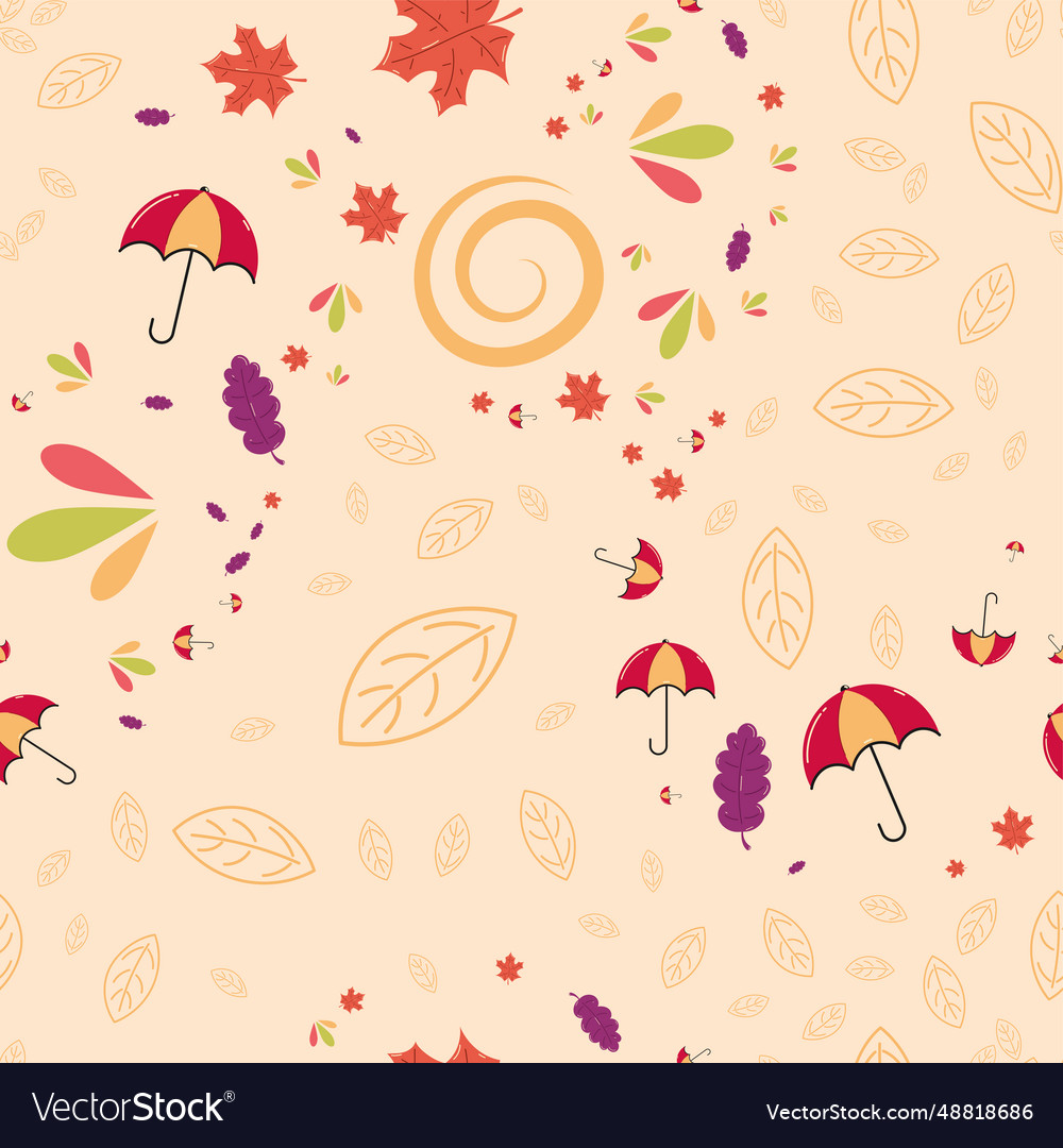 Autumn pattern background with seasonal objects