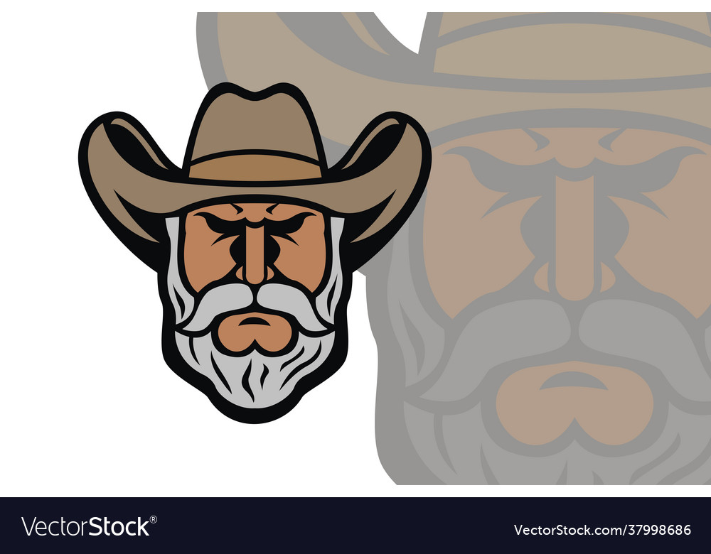 Bearded cowboy head mascot