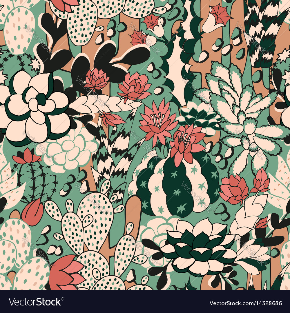 Cactus seamless pattern