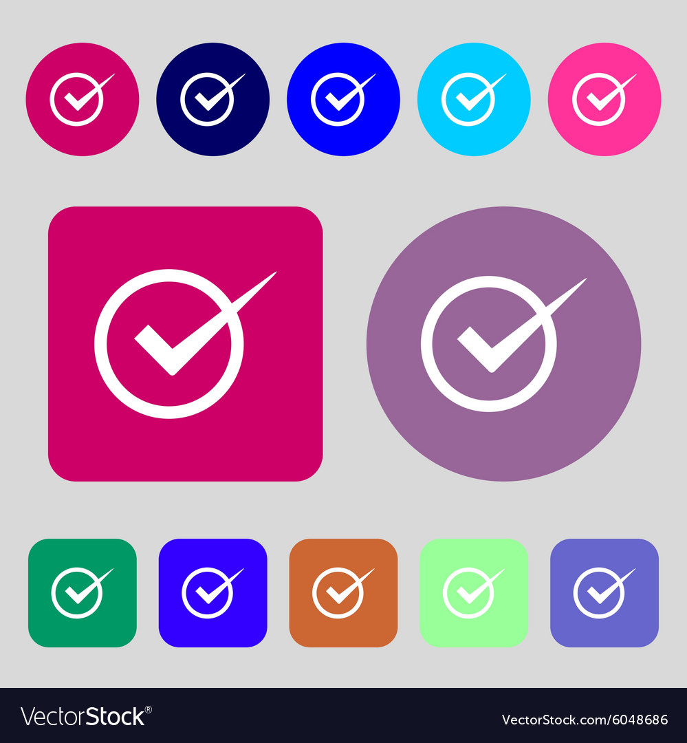 Check mark sign icon checkbox button 12 colored