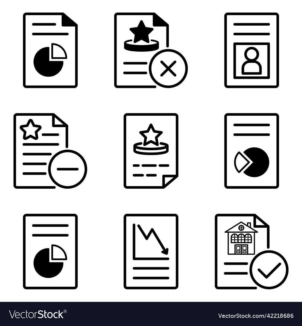 Docs1-2 flat icon set isolated on white background vector image Docs1-2 flat icon set isolated on white background