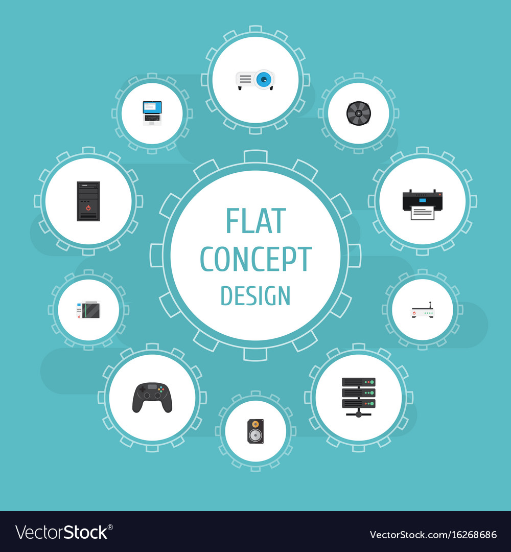 Flat icons router system unit amplifier
