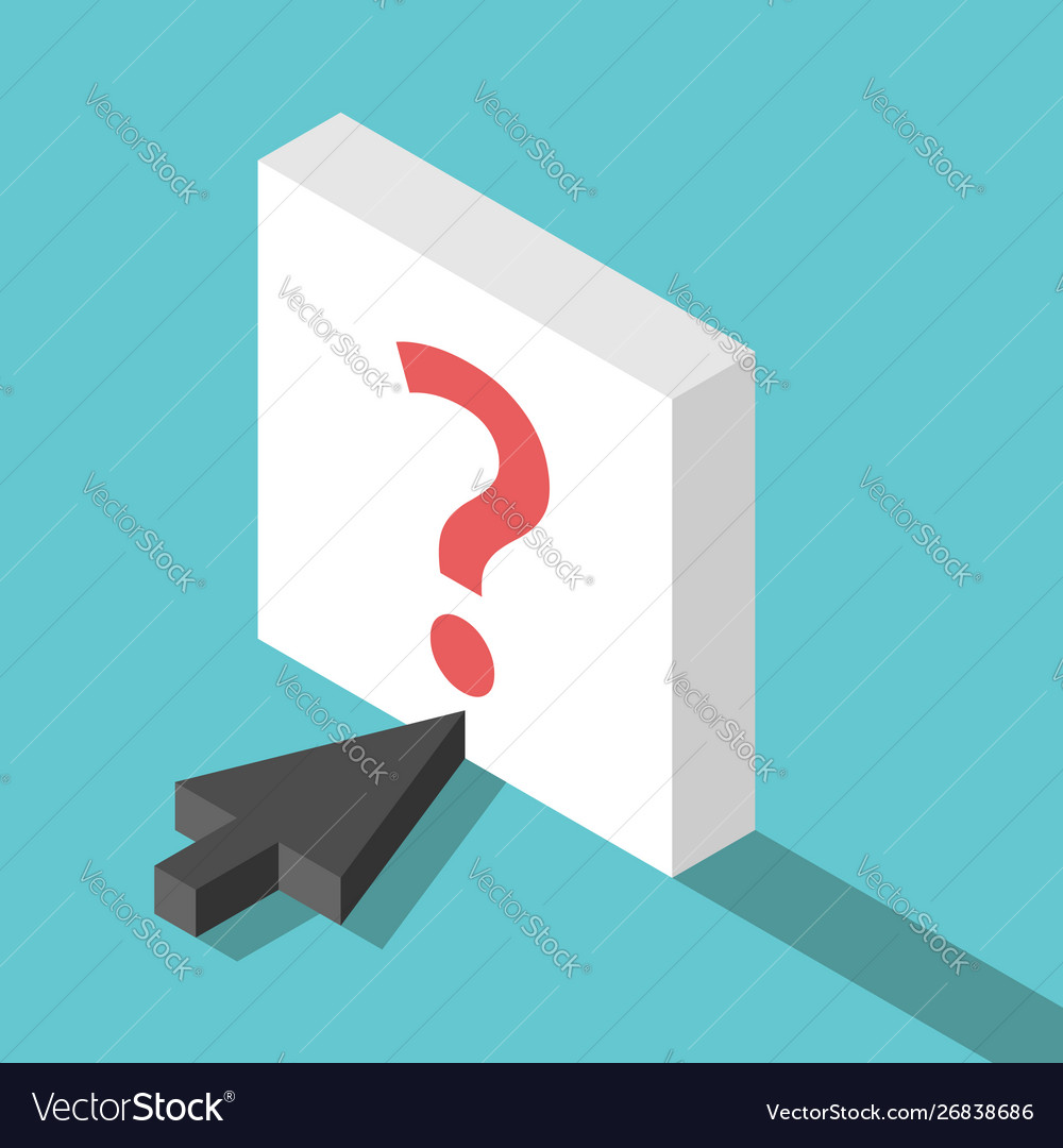 Isometric cursor question button vector image Isometric cursor question button