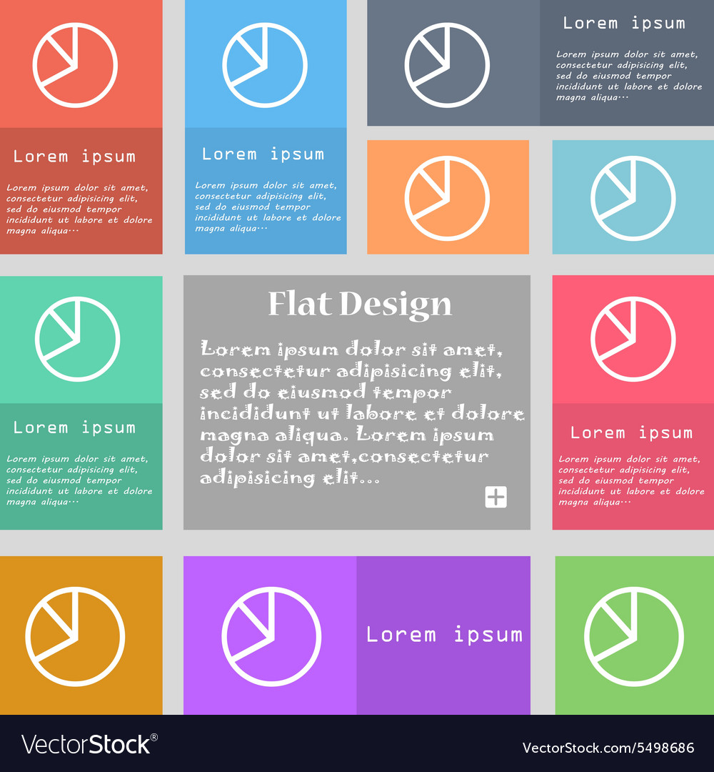 Pie chart graph icon sign set of multicolored