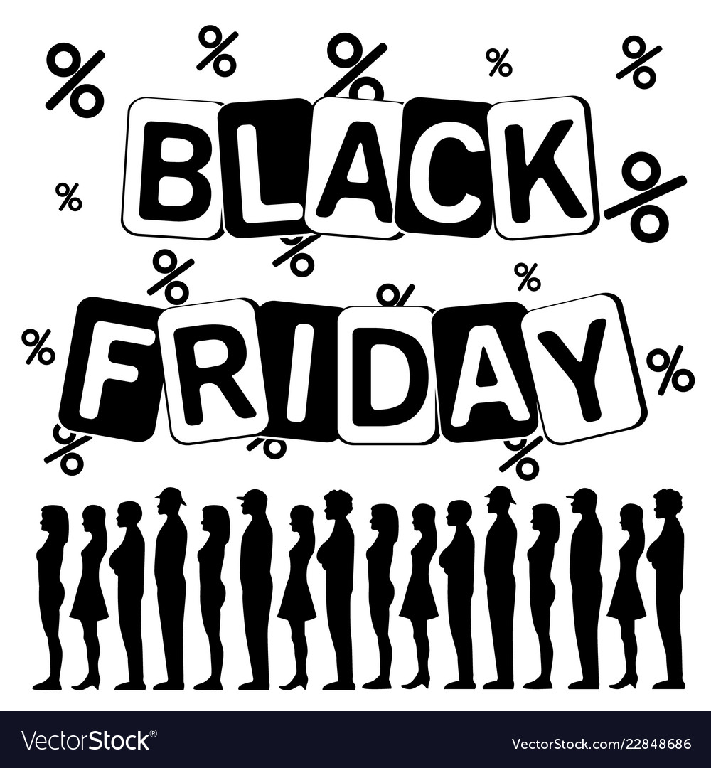 Silhouettes of people in line for black friday
