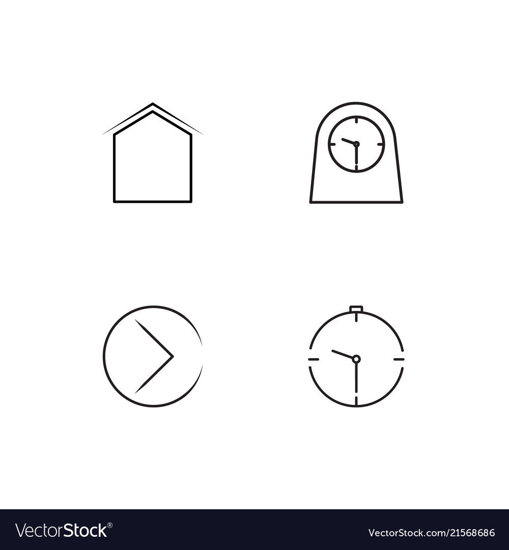 Time linear icons set simple outline